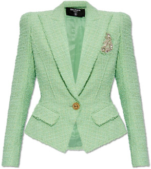 Balmain Tweed blazer Balmain , Green , Dames - S,Xs
