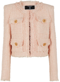 Balmain Tweed jasje Balmain , Pink , Dames - L,M,S,Xs,2Xs