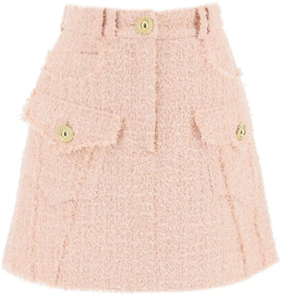 Balmain Tweed Mini Rok met Westers Geïnspireerde Details Balmain , Pink , Dames - S