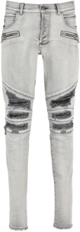 Balmain Vervaagde imitatieleer slim jeans Balmain , Gray , Heren - W33