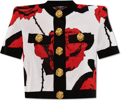 Balmain Vest met rozenmotief Balmain , Multicolor , Dames - M,S