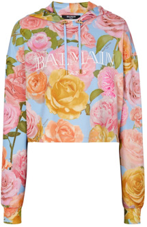 Balmain Vintage hoodie met Pastel Roses print Balmain , Multicolor , Dames - L,M,S