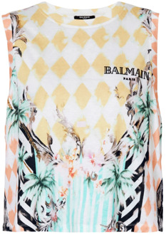 Balmain Vintage tanktop met barokprint Balmain , Multicolor , Dames - L,M,S,Xs