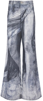 Balmain Wijdvallende jeans met beeldafdruk Balmain , Gray , Heren - W30,W29,W33,W31,W32