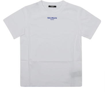 Balmain Wit Blauw T-Shirt/Top Balmain , White , Unisex - 152 Cm,140 CM