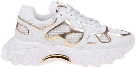 Balmain Witte/Gouden Leren Sneakers Balmain , White , Dames - 37 Eu,36 EU