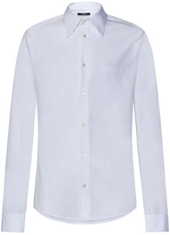 Balmain Witte Katoenen Overhemd met Logo Borduursel Balmain , White , Heren - 2Xl,Xl,L,M