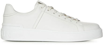 Balmain Witte Leren Sneakers met TPU-zool Balmain , White , Heren - 44 EU