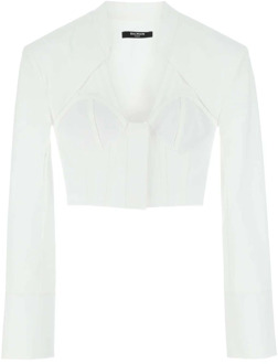 Balmain Witte Poplin Overhemd Balmain , White , Dames - Xs,2Xs