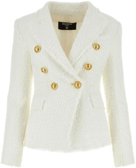 Balmain Witte tweed blazer - Klassiek model Balmain , White , Dames - XS