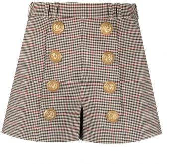 Balmain Wollen shorts met gouden knopen Balmain , Brown , Dames - M,S,Xs,2Xs