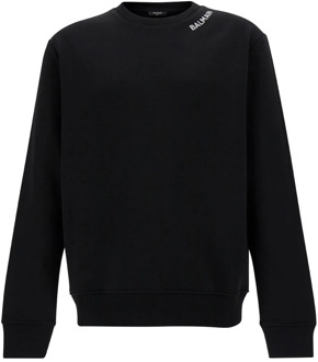 Balmain Zwart Crewneck Sweatshirt met Logo Balmain , Black , Heren - 2Xl,L