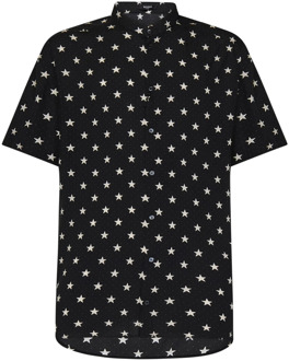 Balmain Zwart kort mouwloos shirt met sterrenprint Balmain , Black , Heren - L,M,S