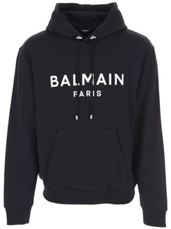 Balmain Zwart Logo Print Sweatshirt Balmain , Black , Heren - L,S,Xs