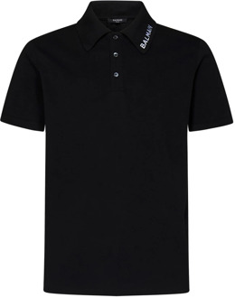 Balmain Zwart Poloshirt met Geborduurd Logo Balmain , Black , Heren - 2Xl,L,M,S
