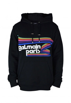 Balmain Zwart Sweatshirt met Regenboog Grafische Print Balmain , Black , Heren - Xl,M,S