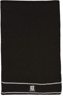 Balmain Zwart Wol Patch Sjaal Balmain , Black , Heren - ONE Size