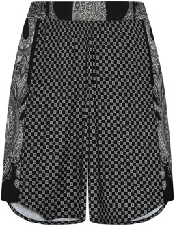 Balmain Zwarte Boxy Fit Shorts met Paisley Print Balmain , Black , Heren - L,M