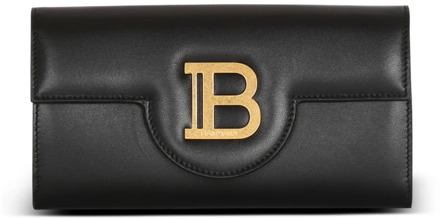 Balmain Zwarte lamsskin schoudertas met goudkleurige hardware Balmain , Black , Dames - ONE Size