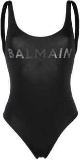 Balmain Zwarte Logo Badpak Balmain , Black , Dames - XL