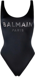Balmain Zwarte Logo Badpak Balmain , Black , Dames - Xs,2Xs
