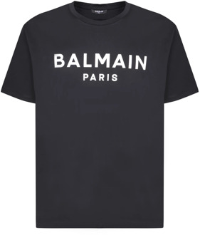 Balmain Zwarte Logo T-shirt met minimalistisch design Balmain , Black , Heren - 2Xl,L,S