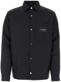 Balmain Zwarte nylon shirt Balmain , Black , Heren - Xl,L,M