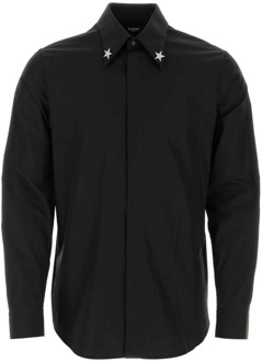 Balmain Zwarte Poplin Overhemd - Klassiek Model Balmain , Black , Heren - Xl,L