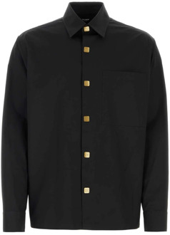 Balmain Zwarte Poplin Overhemd - Klieke Stijl Balmain , Black , Heren - Xl,L