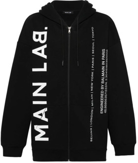 Balmain Zwarte Sweaters met Contrasterend Main Lab Logo Balmain , Black , Heren