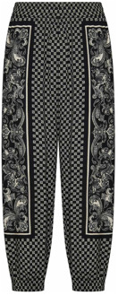 Balmain Zwarte Viscose Casual Broek met Mini Monogram Print Balmain , Black , Heren - L,S