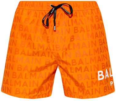 Balmain Zwembroek met Logo, Oranje Balmain , Orange , Heren - S