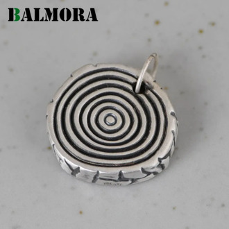 BALMORA 100% 990 Sterling Silver Pendant For Women Men Round Tree Ring Pendant Vintage Thai Silver Jewelry Gift Without Chain