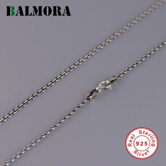BALMORA 100% Real 925 Sterling Silver Necklaces For Women Men Simple Fashion Thai Silver Chain Accessory Daily Jewelry Gift