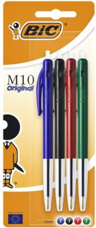 Balpen Bic M10 assorti medium blister a 4st