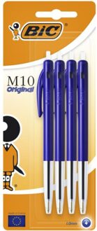 Balpen Bic M10 blauw medium blister a 4st