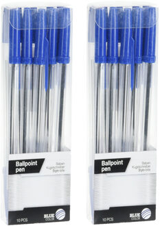 Balpennen set - 20x - schrijfmaterialen - kleur blauw - Pennen