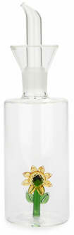 Balvi zonnebloemolie fles 350 ml glas met glazen zonnebloem Transparant