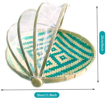 Bamboe Anti-Muggen Opbergmanden Opvouwbare Hand-Geweven Voedsel Serveren Tent Stoffer Fruit Stofdicht Cover Picknick Mesh Netto tent 30CM