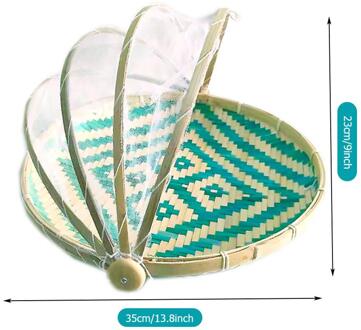 Bamboe Anti-Muggen Opbergmanden Opvouwbare Hand-Geweven Voedsel Serveren Tent Stoffer Fruit Stofdicht Cover Picknick Mesh Netto tent 35CM
