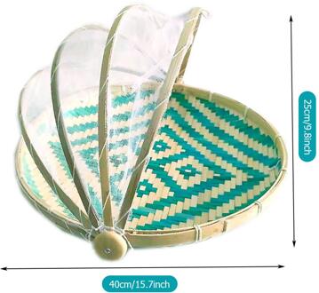 Bamboe Anti-Muggen Opbergmanden Opvouwbare Hand-Geweven Voedsel Serveren Tent Stoffer Fruit Stofdicht Cover Picknick Mesh Netto tent 40CM