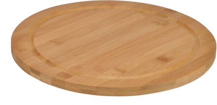 Bamboe broodplank/serveerplank/snijplank rond 25 cm - Serveerplanken Bruin