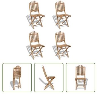 Bamboe Eetstoelen - Set van 4 - 50 x 42 x 92 cm - Inklapbare meubelen Bruin