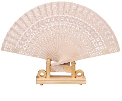 Bamboe Fan Vouwen Houten Gesneden Hand Fans Voor Outdoor Wedding Party Favor Hand Held Effen Kleur Fan Hand Hold Dans fans Bloem
