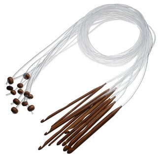 Bamboe Flexibele Afghaanse Tunesische Tapijt Haaknaalden Naalden Willekeurig Transparant 119.5 cm (47 "), 1 set (12 stks/set)