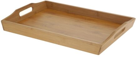Bamboe hout dienblad/serveerblad - lichtbruin - 43 x 29 x 5 cm - Dienbladen