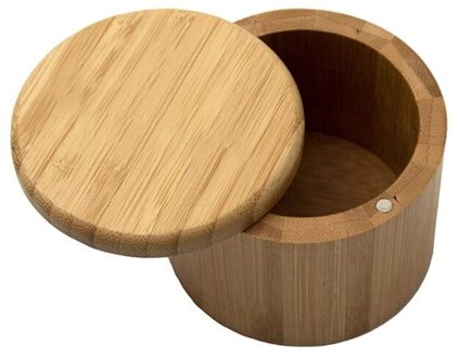 Bamboe Hout Spice Opbergdoos Met Ronde Swivel Deksel Cover Natuurlijke En Milieuvriendelijke Zout Kruiderij Jar Voor Chili Curry Suiker 1