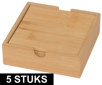 Bamboe houten glazen onderzetters - 20x stuks - vierkant - 10x10 cm