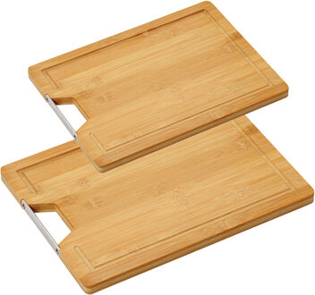 Bamboe houten snijplanken voordeel set 23 x 33 en 28 x 38 cm - Snijplanken Bruin