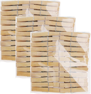 Bamboe houten wasknijpers - 144x - hout - 7 cm